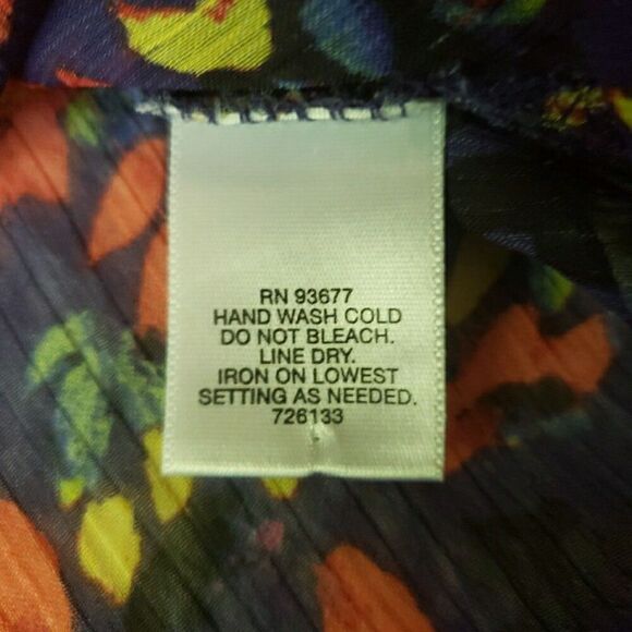 Liz Claiborne Floral Short Sleeve Tie V-Neck Sheer Blouse Top Women's Size 1X - Picture 8 of 10